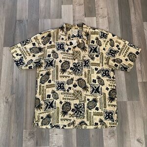 Tommy Bahama Large Tropical Floral Fruit Button Down 100% Silk Hawaiian Shirt